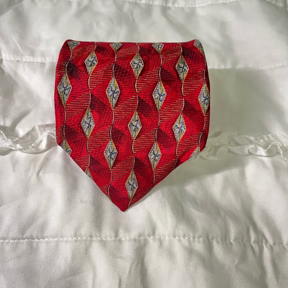 Robert Talbott Studio Extra Long Red Tie With Pat… - image 1